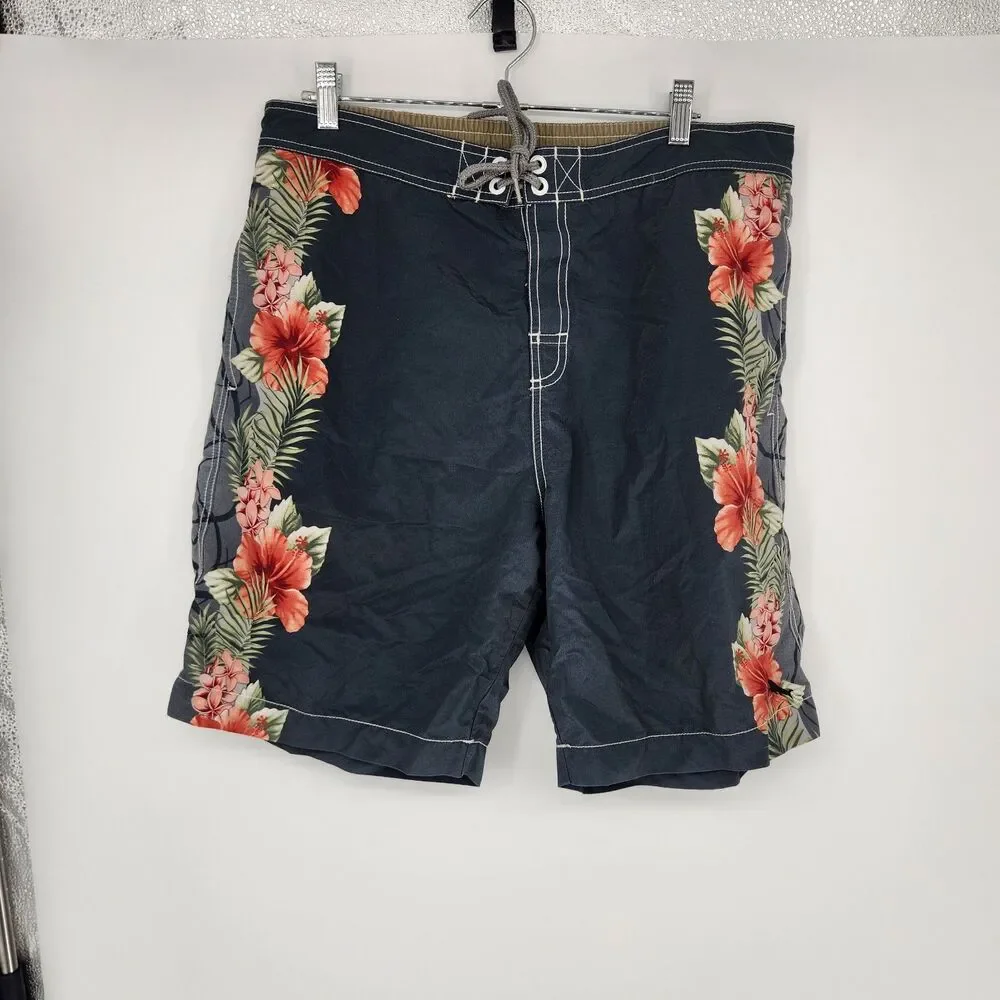 Tommy Bahama Navy Blue Large Floral Lined Swimming‎ Trunks